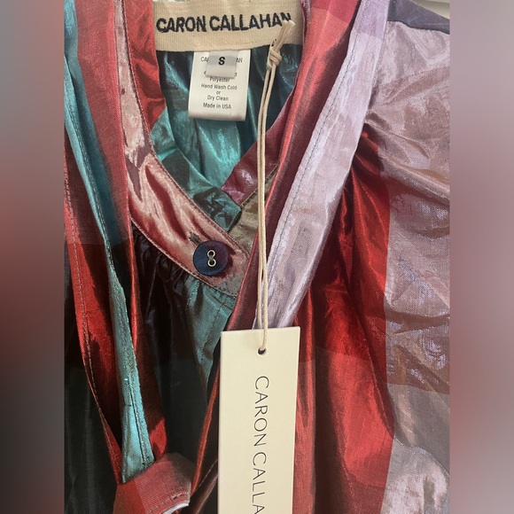 Rare Caron Callahan Metallic Plaid Top Size Small - Picture 2 of 4